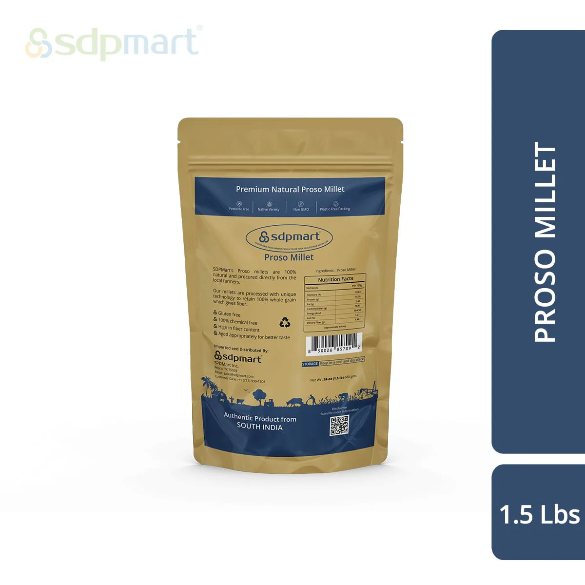 Premium Proso Millet (Unpolished) 1.5 LB