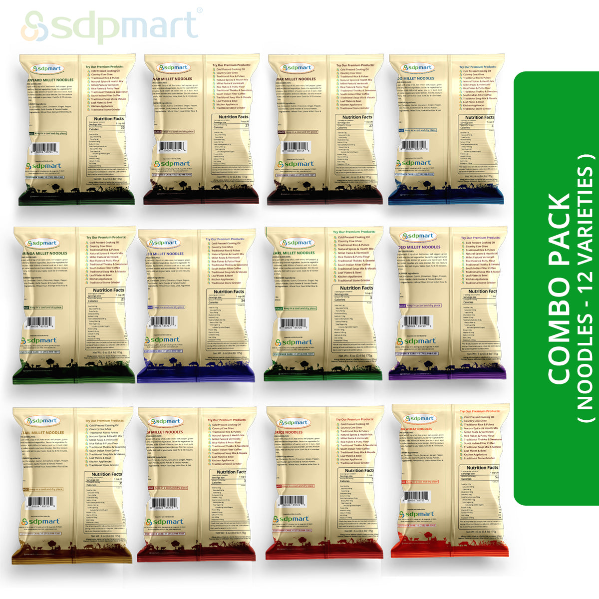 SDPMart Millet Noodles 12 Ct COMBO - SDPMart