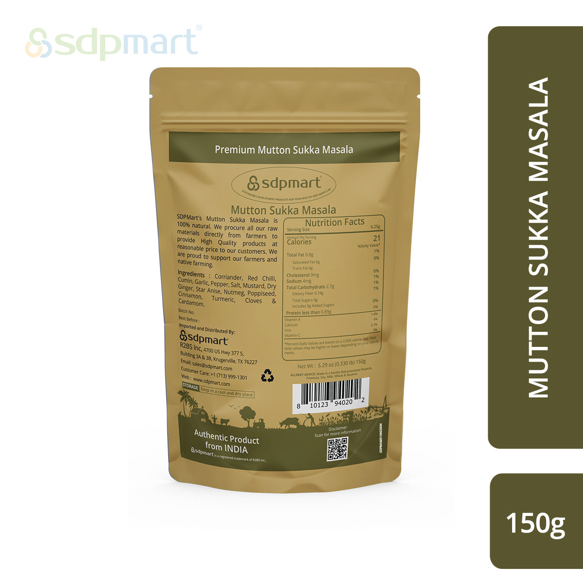 SDPMart Mutton Sukka Masala Powder 150 Gms - SDPMart