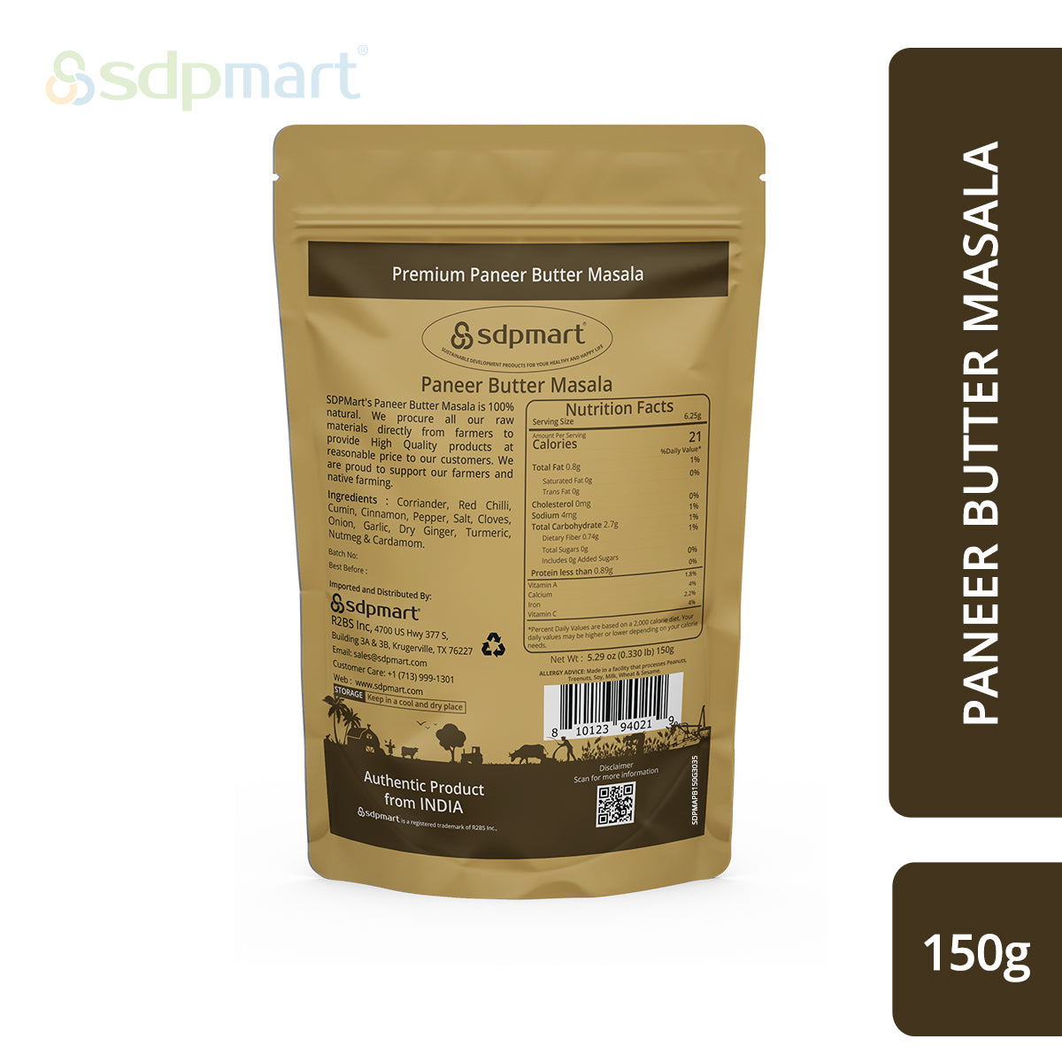 SDPMart Paneer Butter Masala Powder 150 Gms - SDPMart