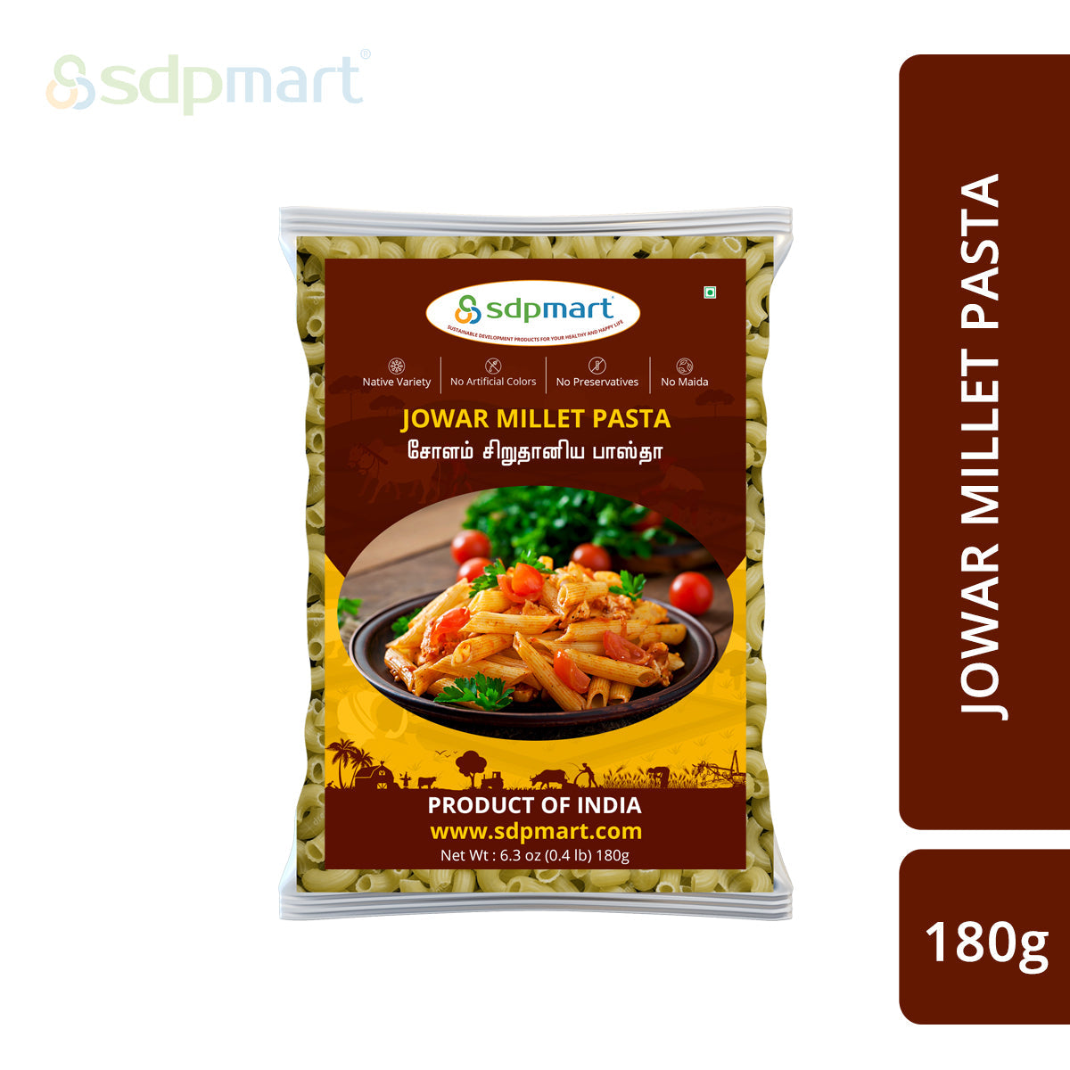 SDPMart Jowar Millet Pasta 180 Gms - SDPMart