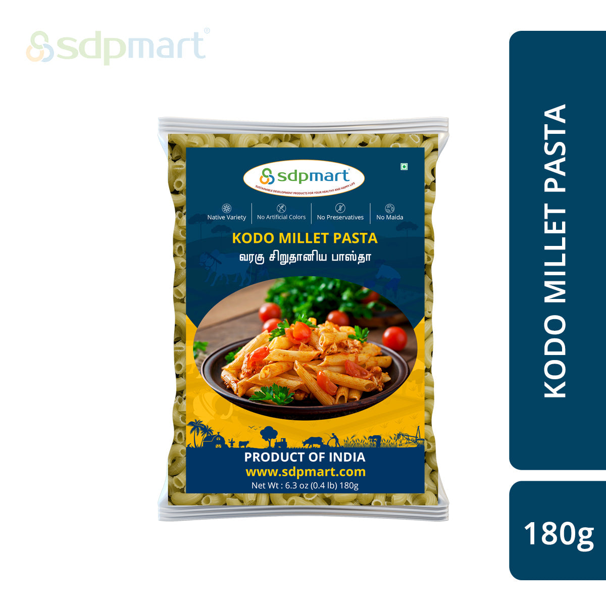 SDPMart Kodo Millet Pasta 180 Gms - SDPMart