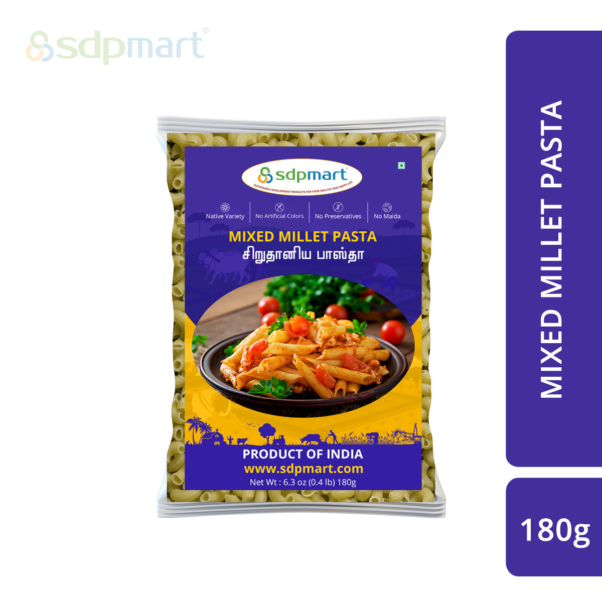 SDPMart Mixed Millet Pasta 180 Gms - SDPMart