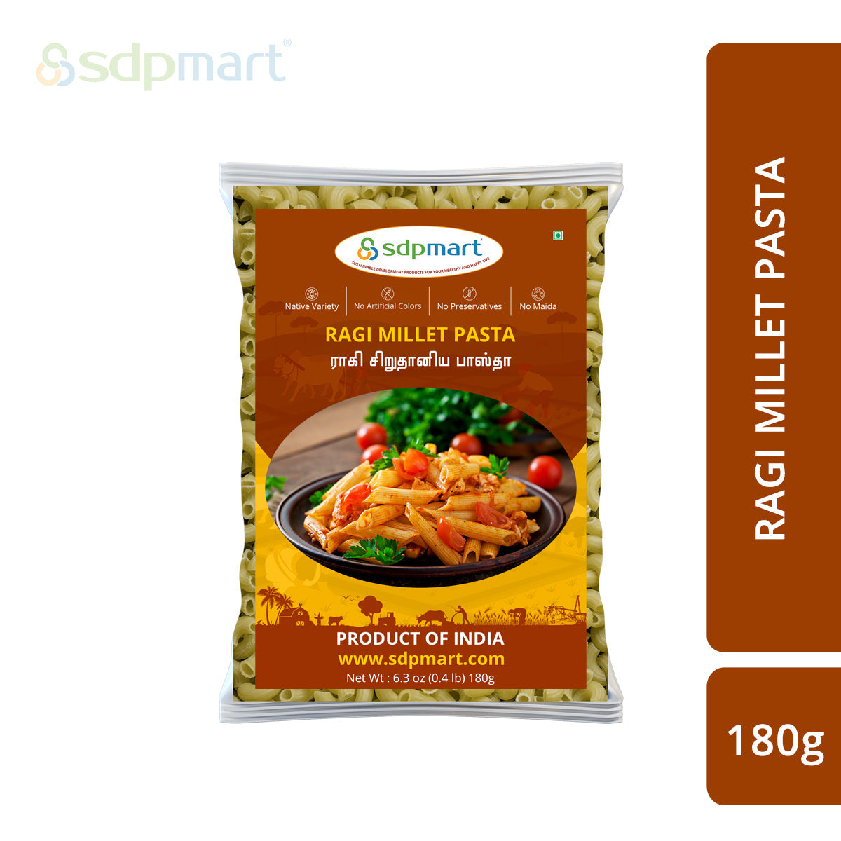 SDPMart Ragi Millet Pasta 180 Gms - SDPMart