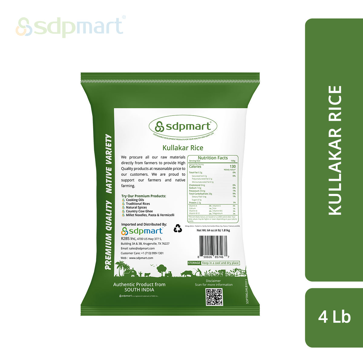 SDPMart Premium Kullakar Rice 4 LB - SDPMart