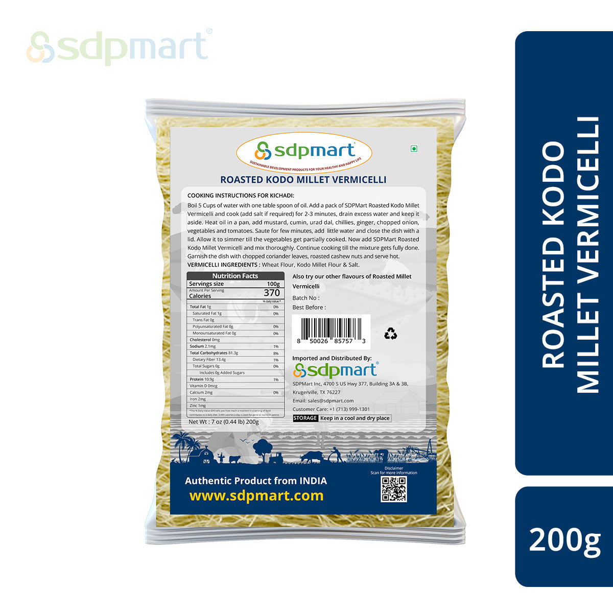 SDPMart Roasted Kodo Millet Vermicelli 200 Gms - SDPMart