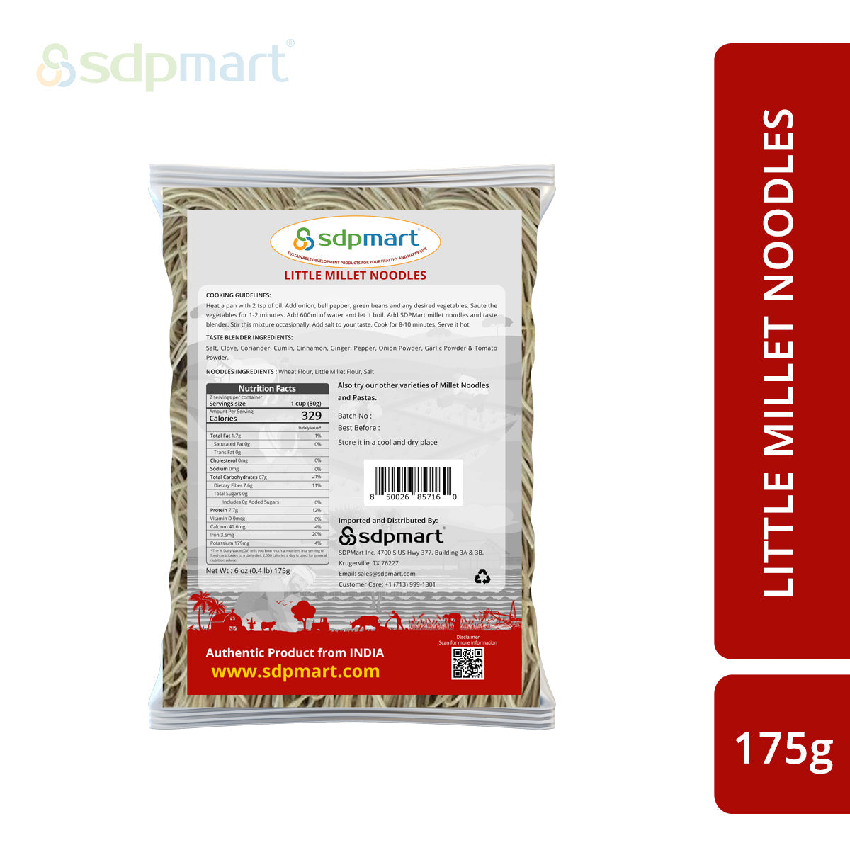 SDPMart Little Millet Noodles 175g - SDPMart