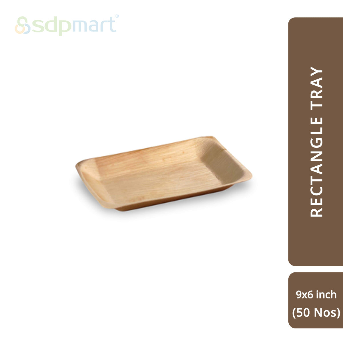 SDPMart Premium Palm Leaf Plate Rectangle Tray 9X6 INCH - SDPMart