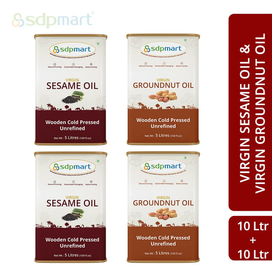 SDPMart 20 Ltrs Combo Pack | SDPMart Cold pressed virgin sesame oil & Groundnut Oil - SDPMart