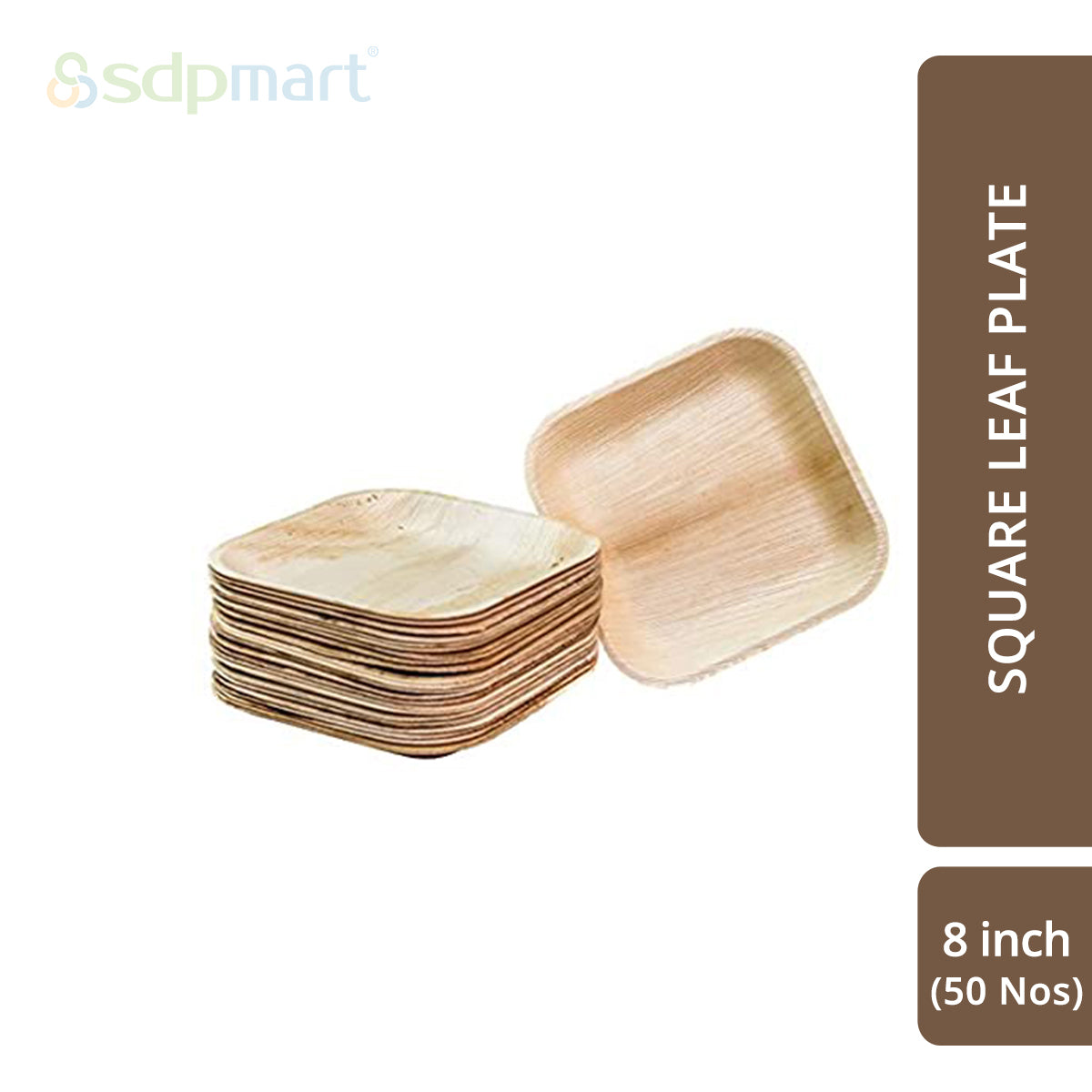 SDPMart Premium Palm Leaf Plate Square 8 INCH - SDPMart